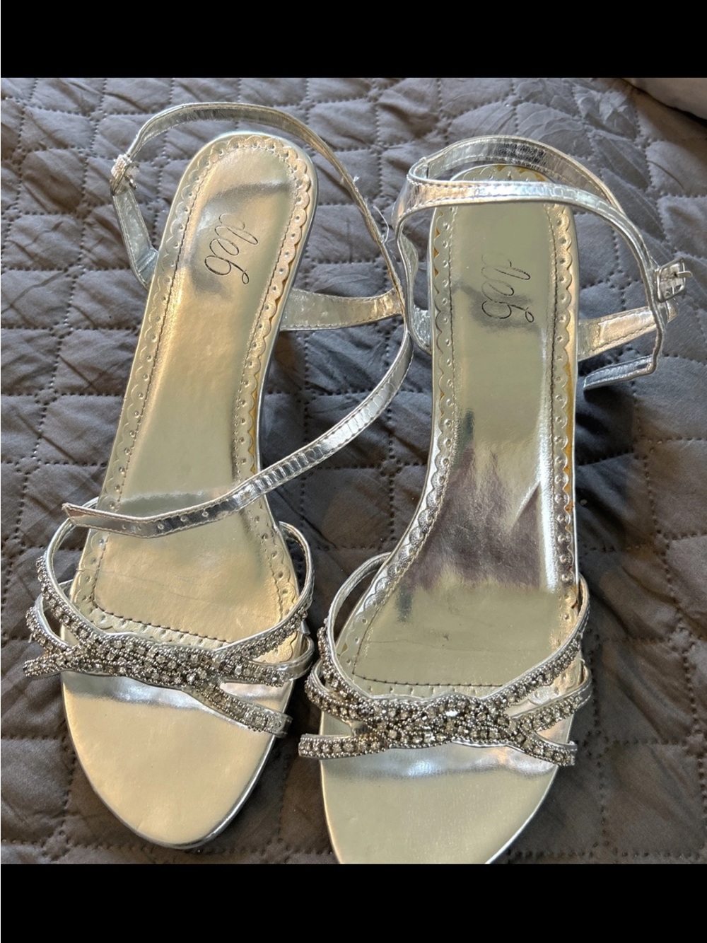 Deb Silver Rhinestone Strappy Heeled Sandals